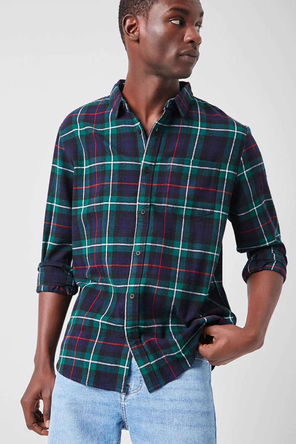Plaid Button-Front Flannel Shirt - Image 5