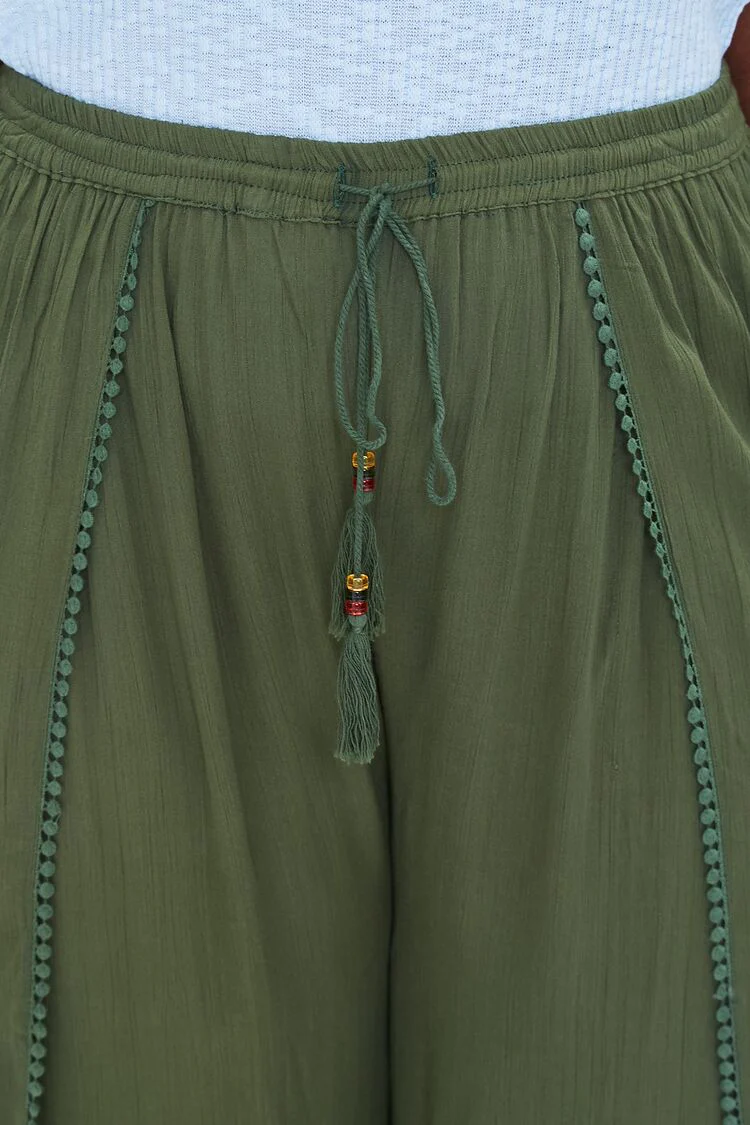 Plus Size Crochet-Trim Tassel Pants - Image 5