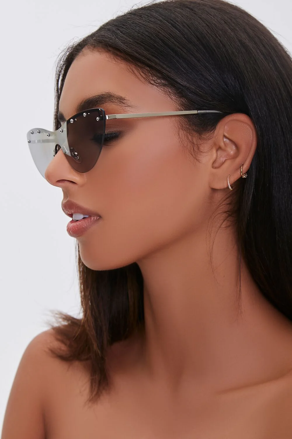 Studded Mirror Cat-Eye Sunglasses - Image 2