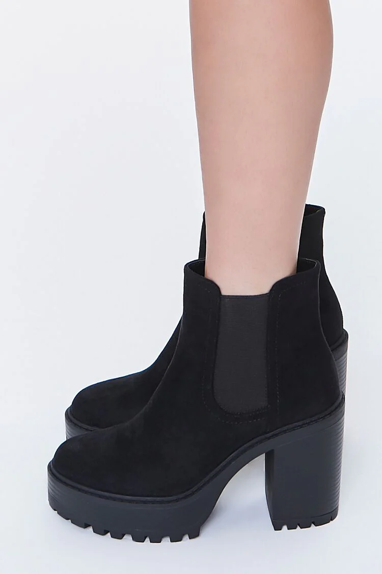 Faux Suede Lug Chelsea Booties - Image 2