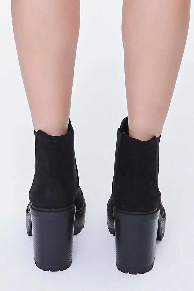 Faux Suede Lug Chelsea Booties - Image 3
