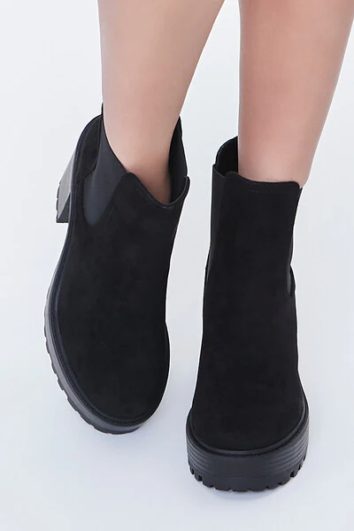 Faux Suede Lug Chelsea Booties - Image 4