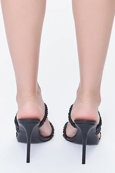 Ruched Faux Leather Stiletto Heels - Image 3