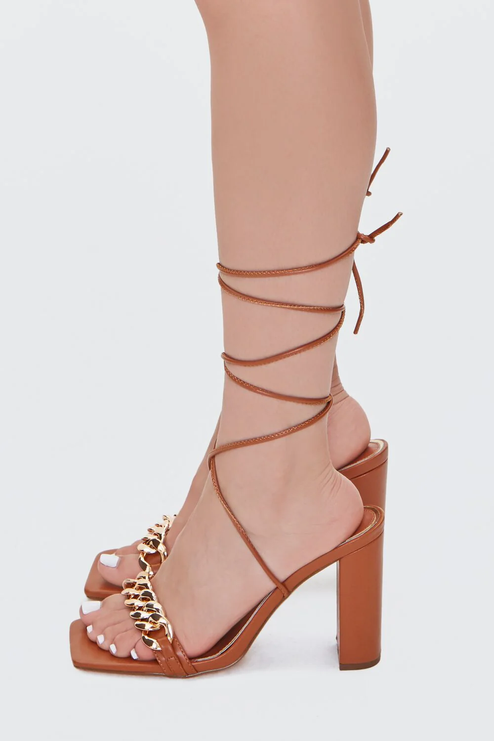 Curb Chain Wraparound Block Heels - Image 2