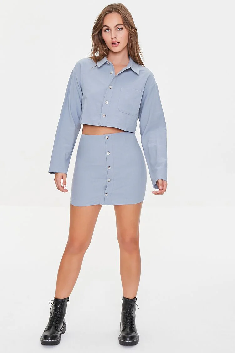 Cropped Shirt & Mini Skirt Set - Image 10
