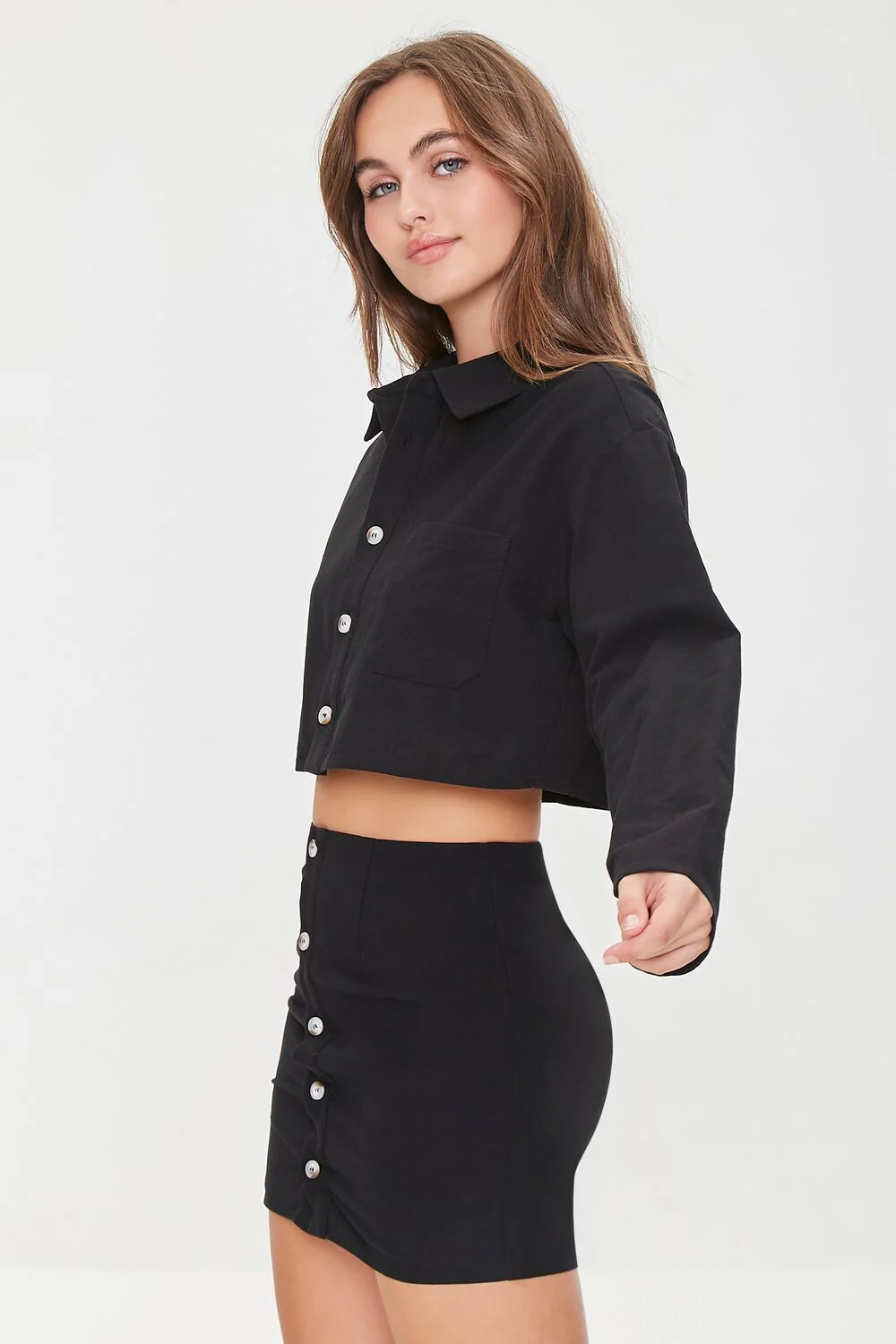 Cropped Shirt & Mini Skirt Set - Image 2