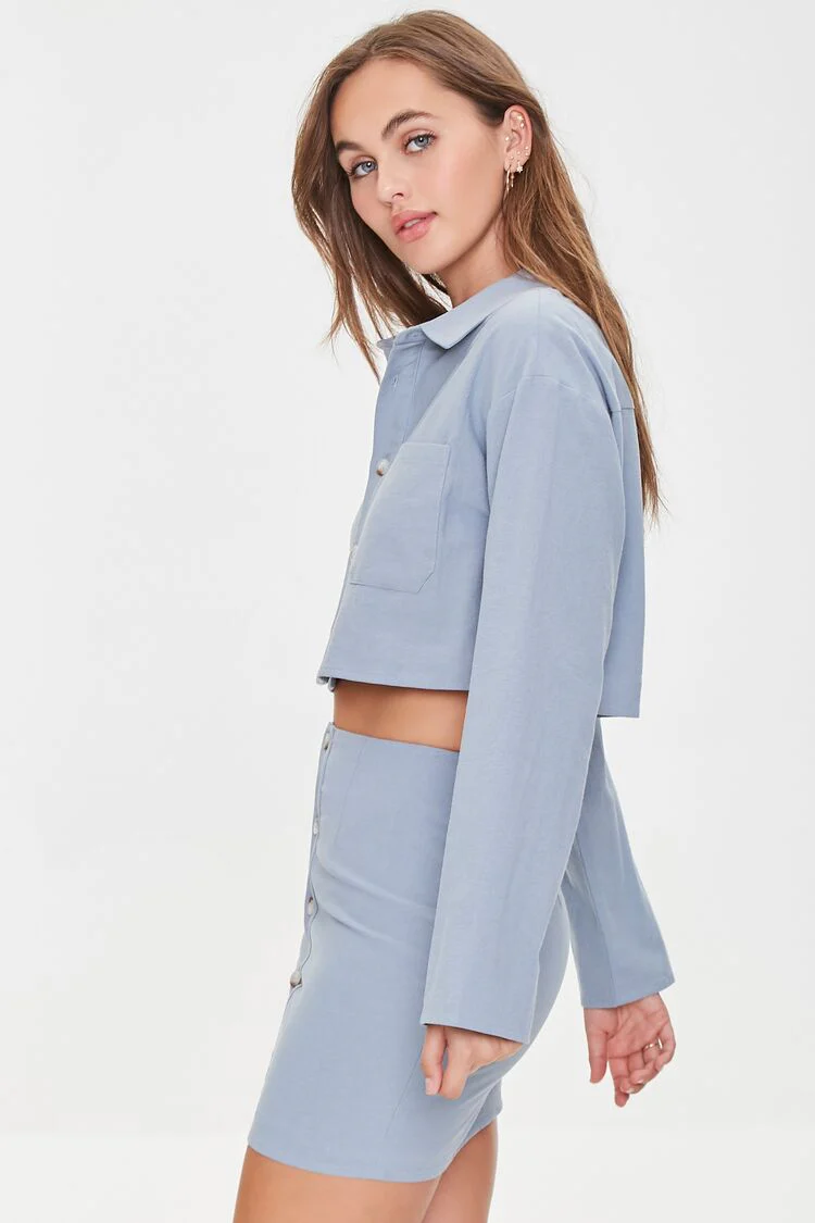 Cropped Shirt & Mini Skirt Set - Image 8