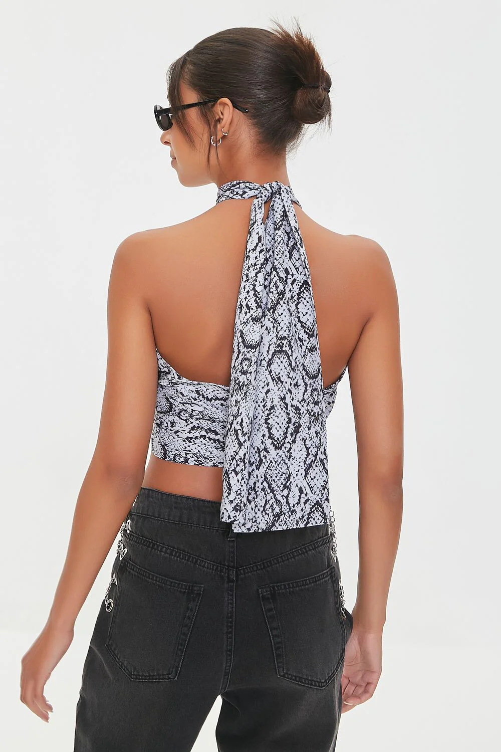 Snake Print Halter Crop Top - Image 3