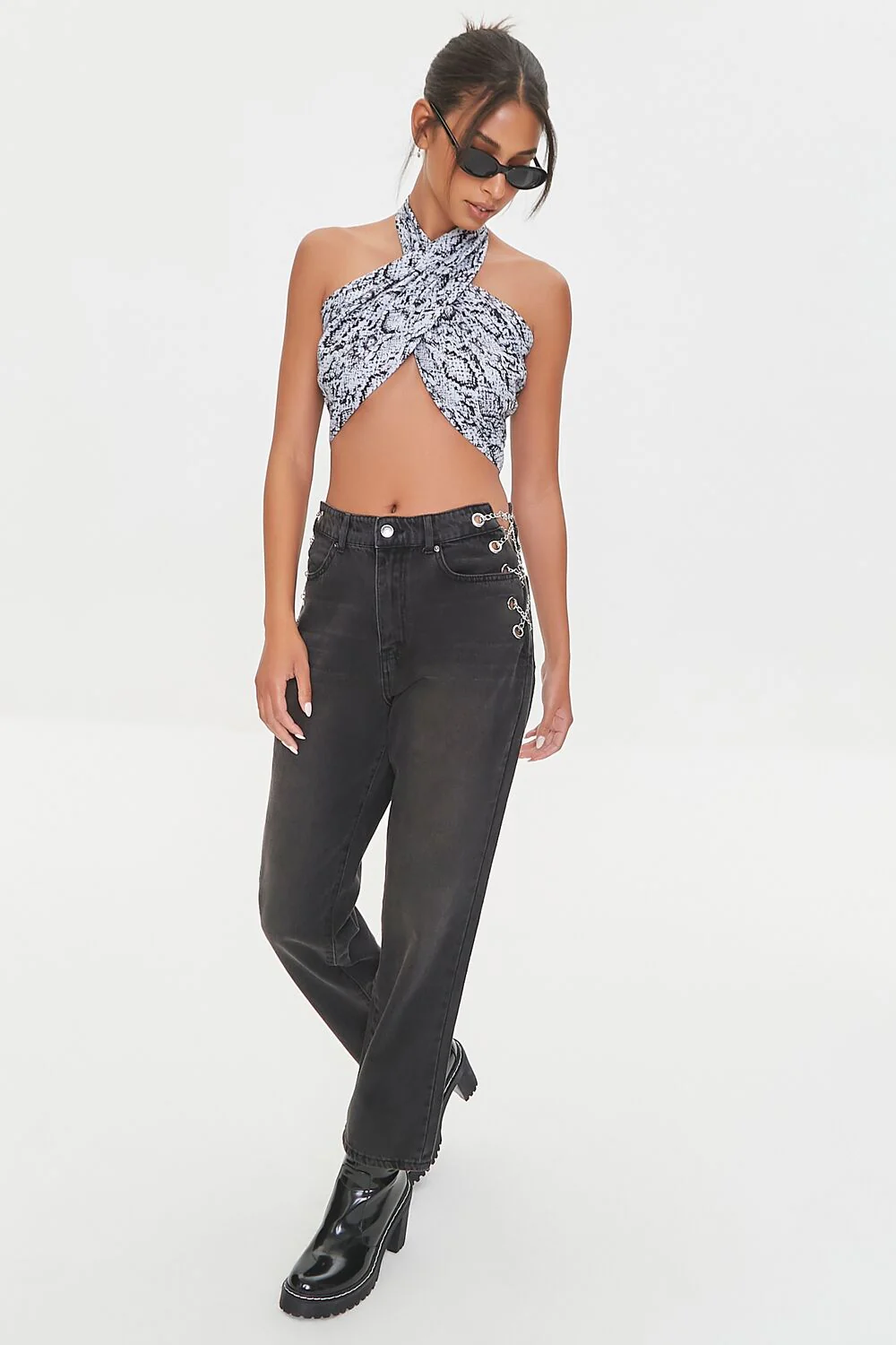 Snake Print Halter Crop Top - Image 4