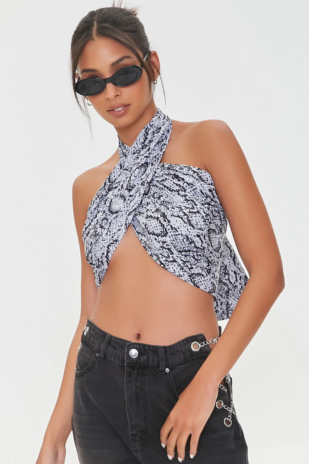 Snake Print Halter Crop Top - Image 5