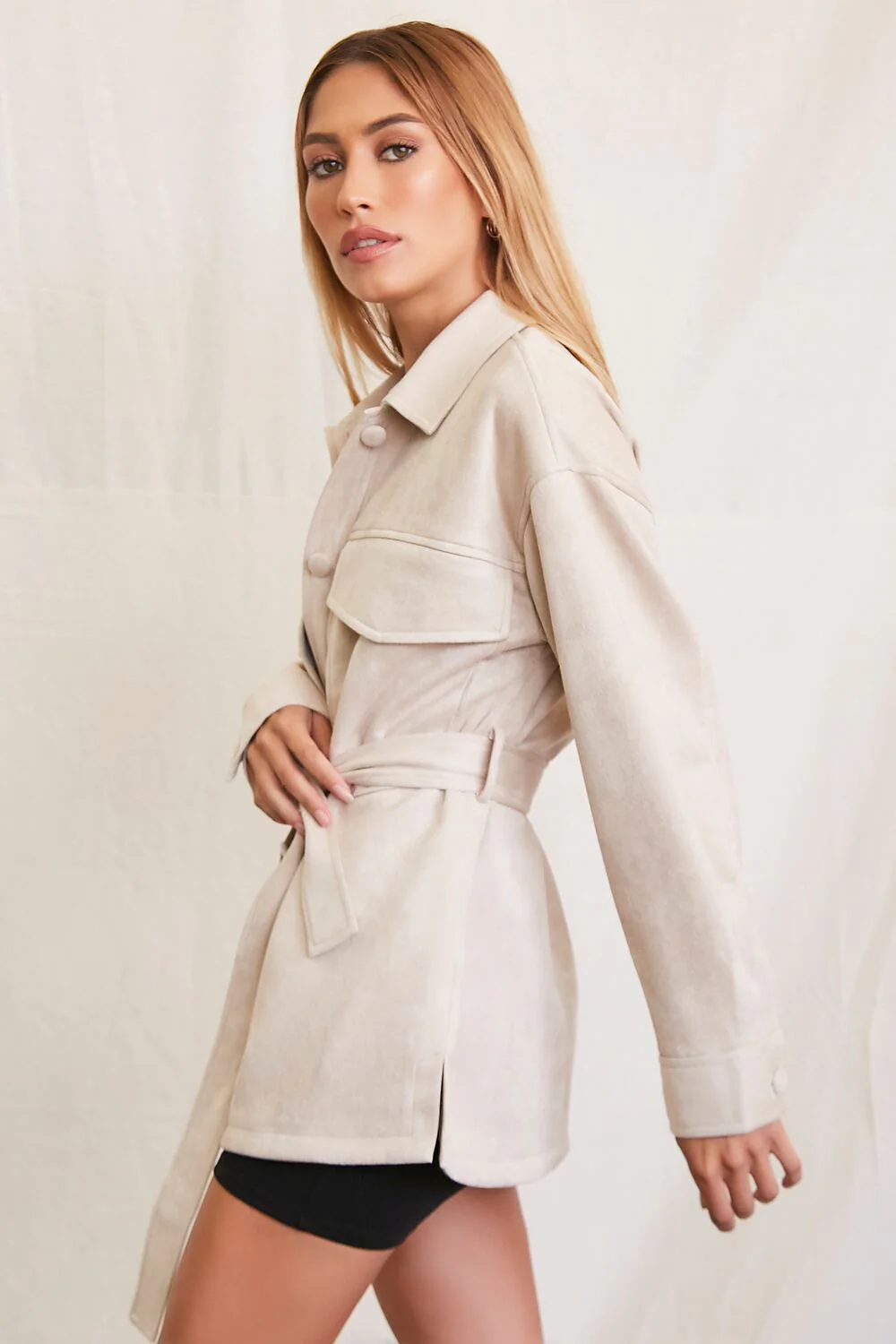 Faux Suede Tie-Waist Jacket - Image 2