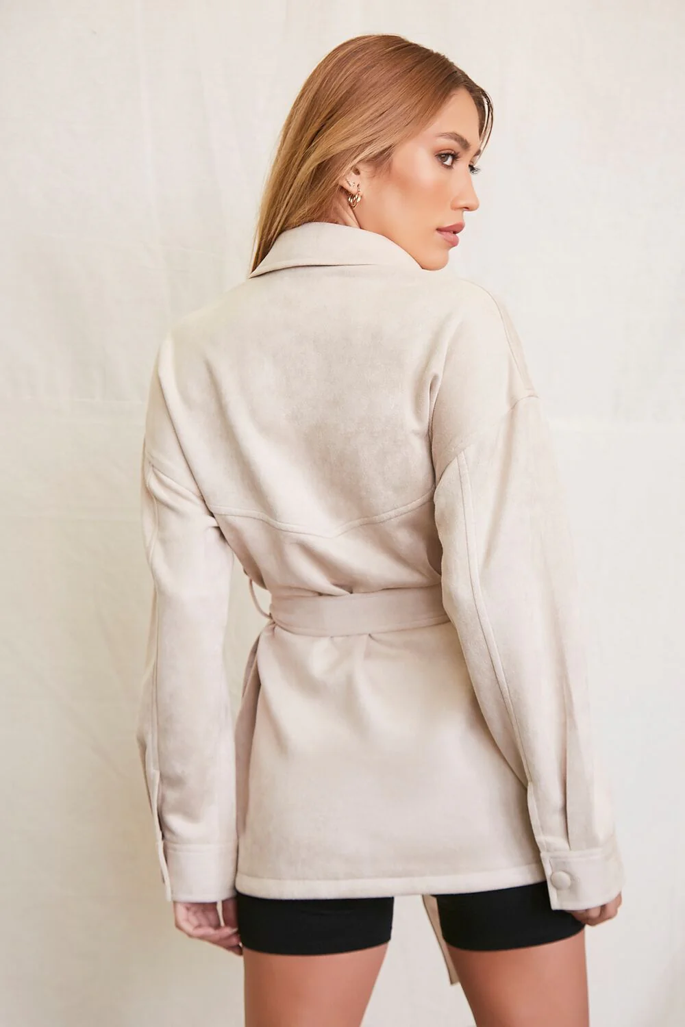 Faux Suede Tie-Waist Jacket - Image 3
