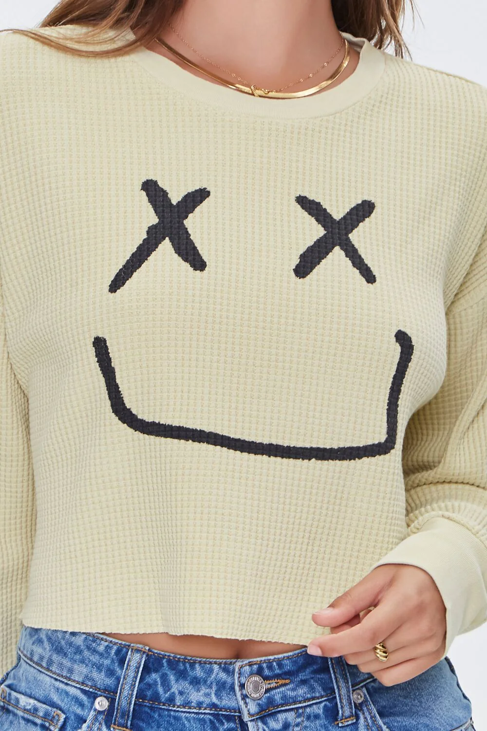 Happy Face Graphic Cropped Tee - Image 5