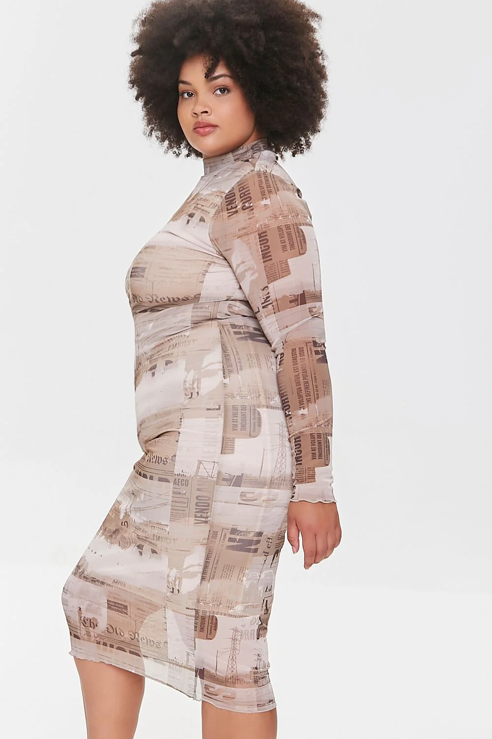 Plus Size Bodycon Newspaper Dress - Image 2