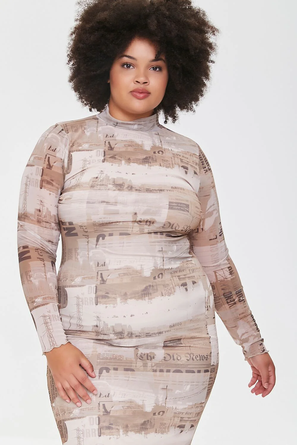 Plus Size Bodycon Newspaper Dress - Image 4