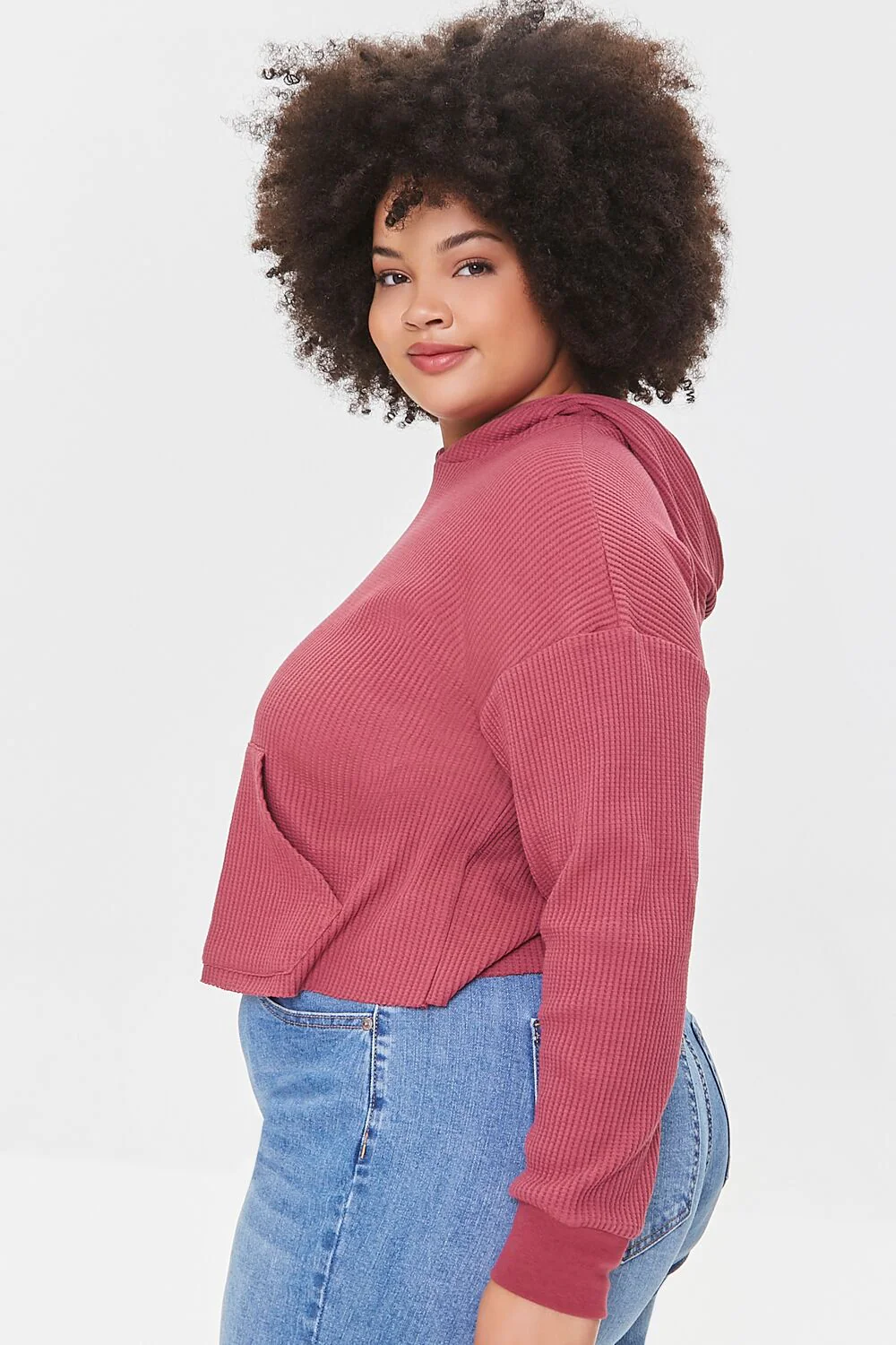 Plus Size Ribbed Knit Hoodie - Image 2