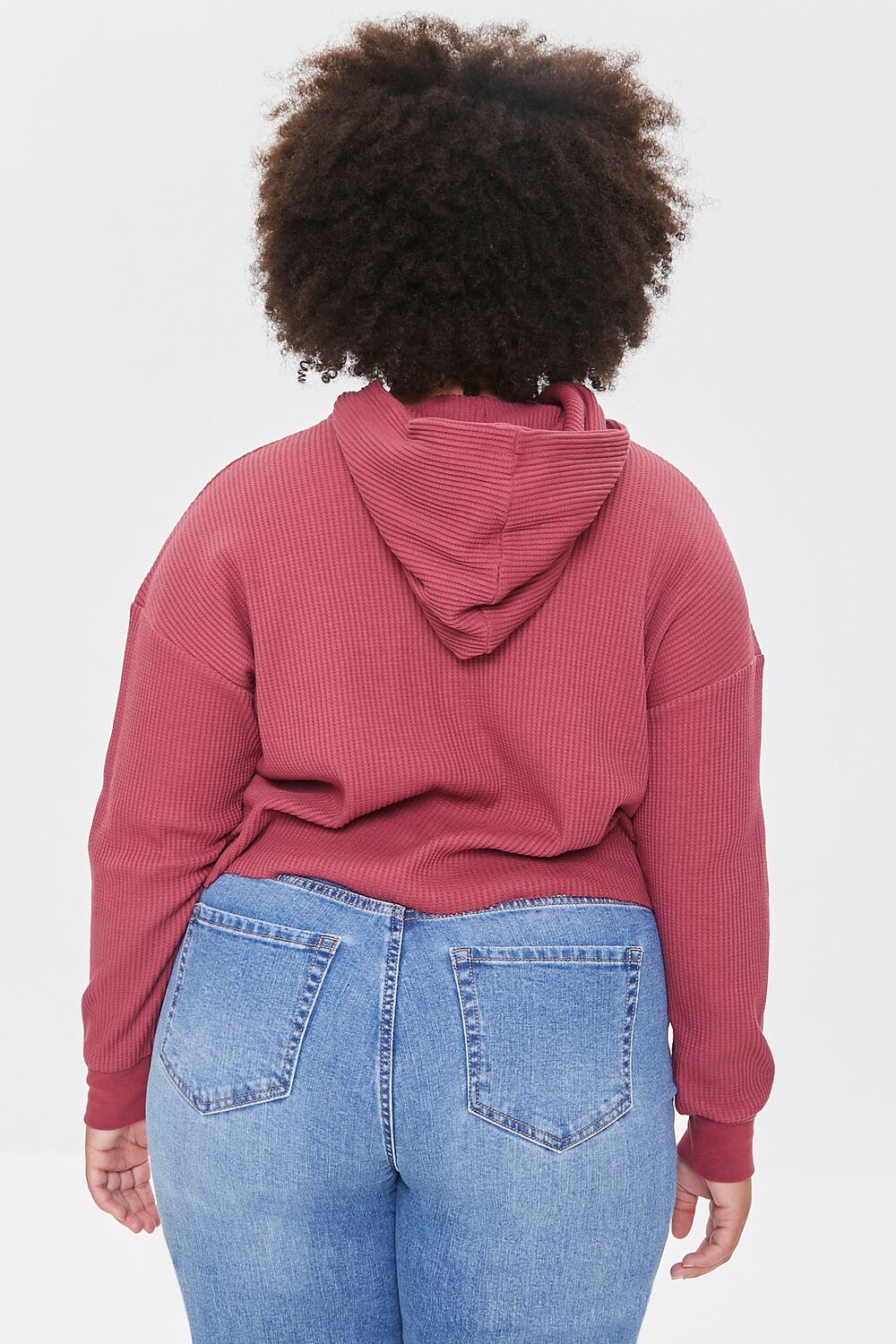 Plus Size Ribbed Knit Hoodie - Image 3