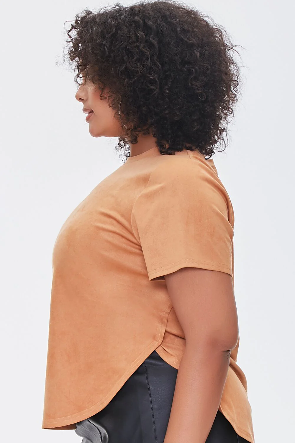Plus Size Faux Suede Curved Tee - Image 2