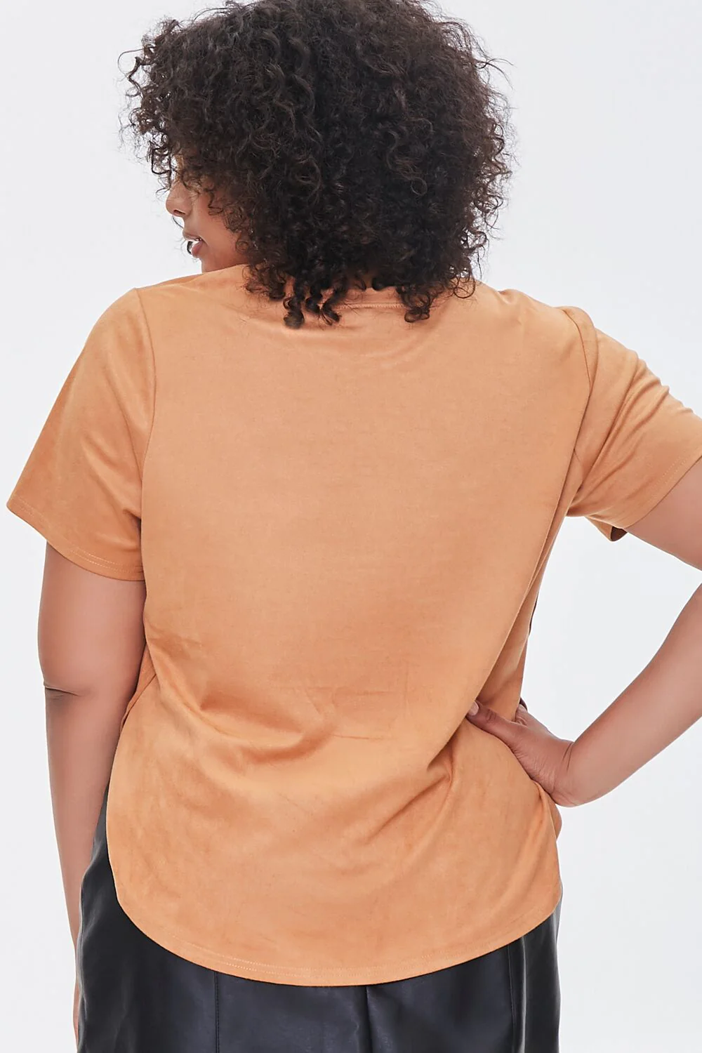 Plus Size Faux Suede Curved Tee - Image 3