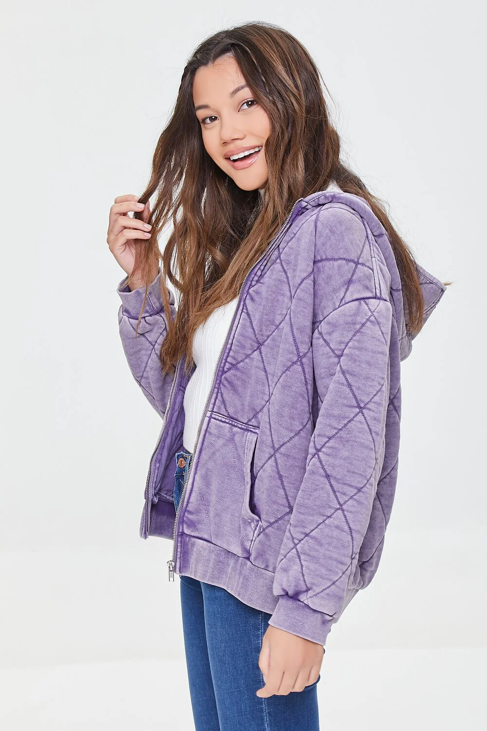 Quilted Zip-Up Hoodie - Image 3