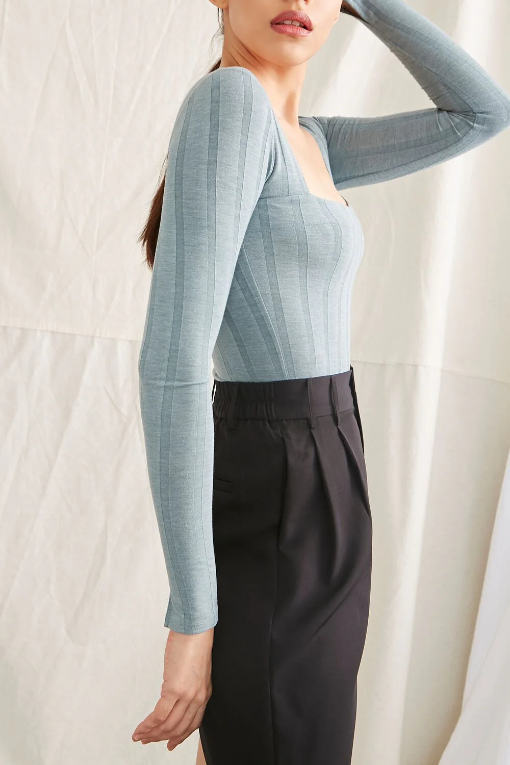 Ribbed Long-Sleeve Bodysuit - Image 2