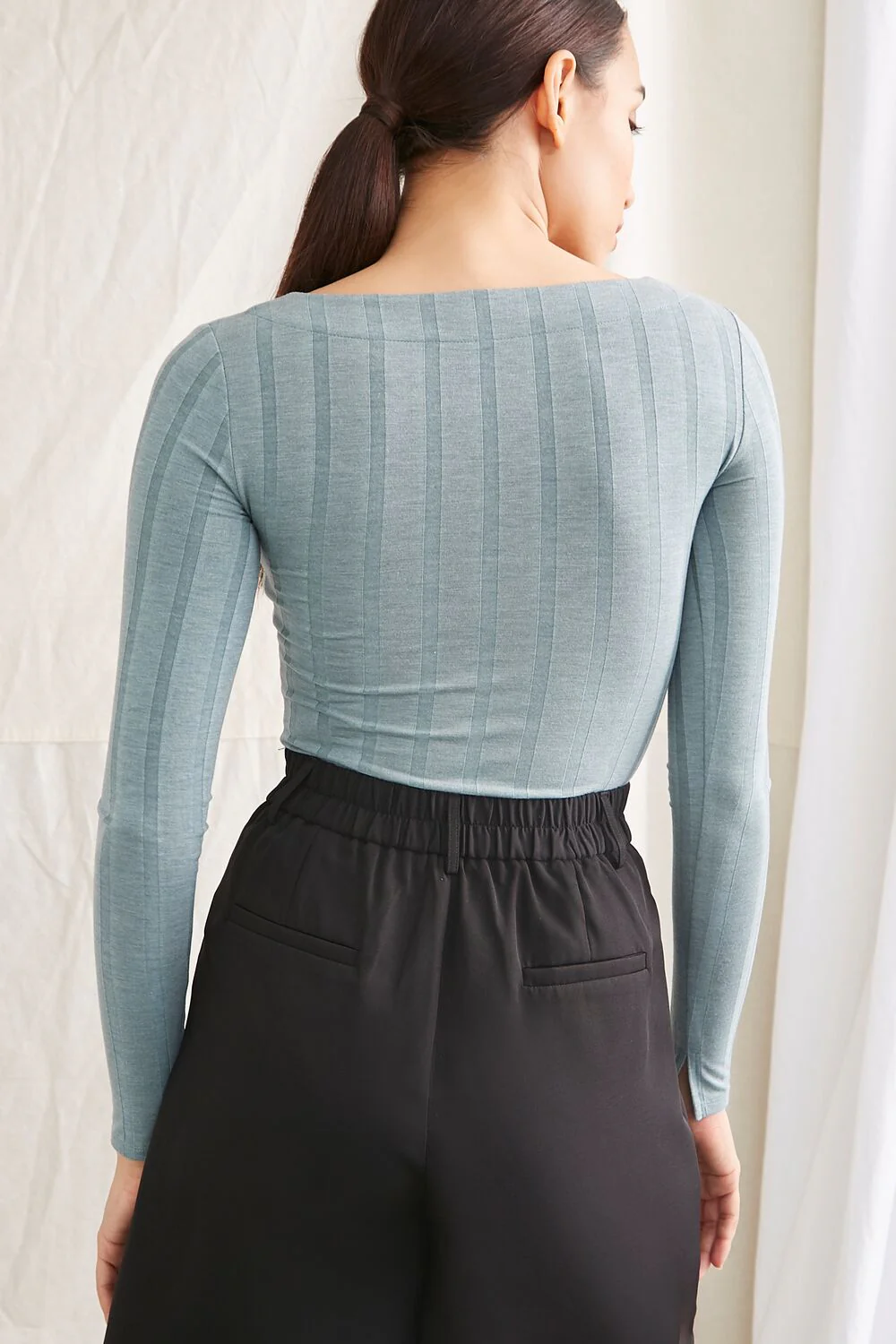Ribbed Long-Sleeve Bodysuit - Image 3