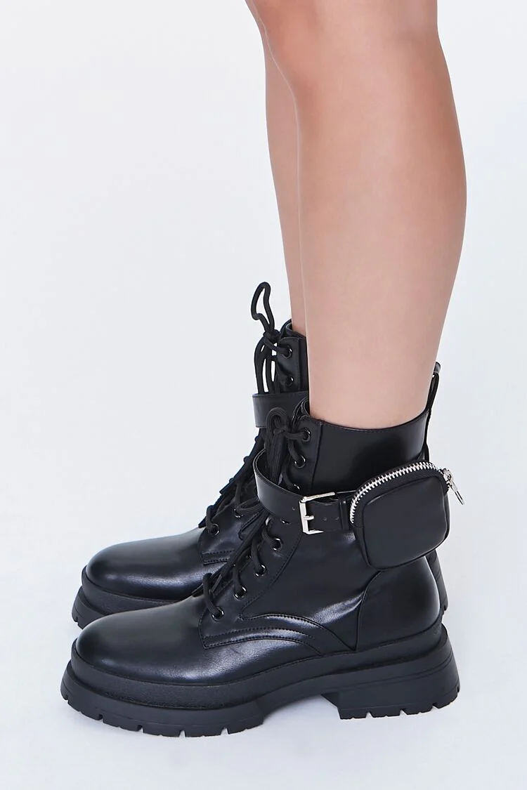 Coin Purse Lace-Up Combat Boots - Image 2
