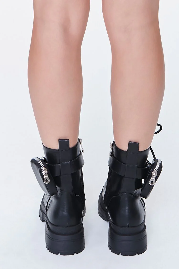 Coin Purse Lace-Up Combat Boots - Image 3