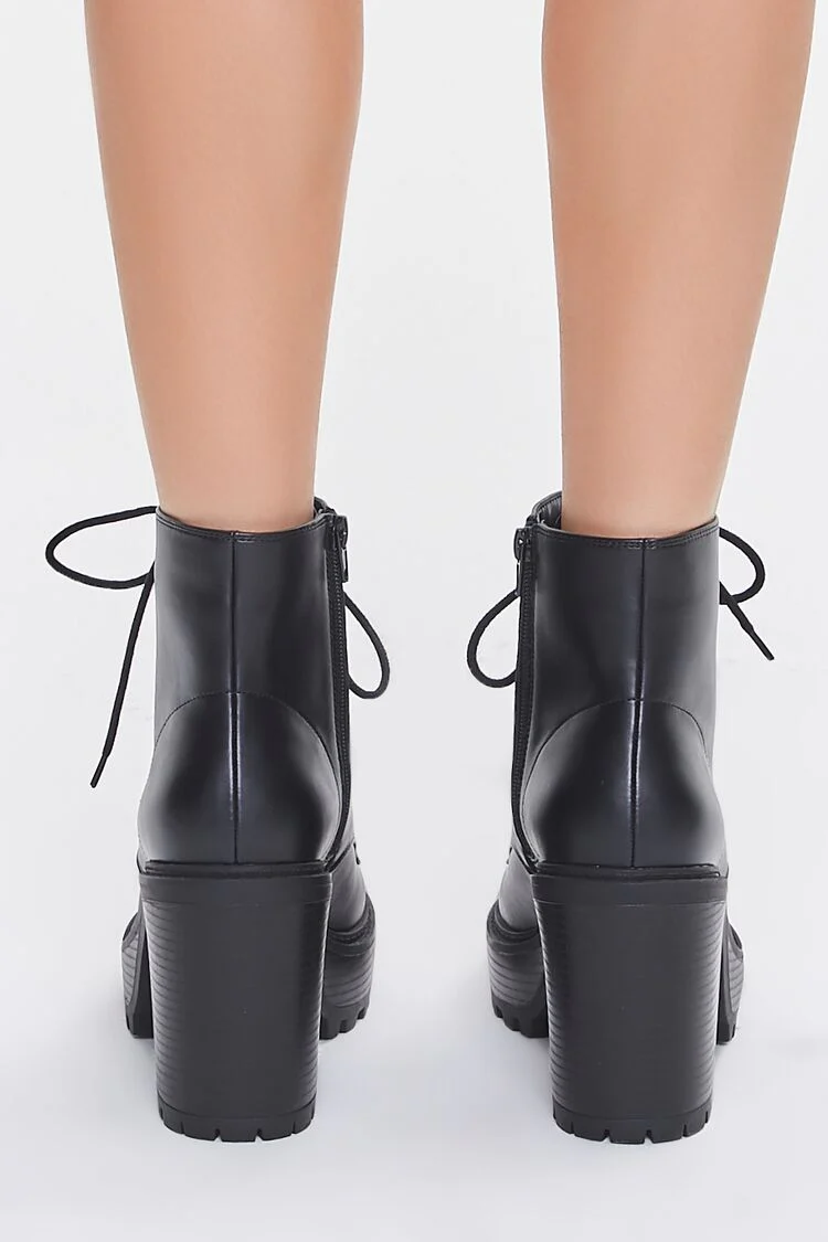 Faux Leather Block Heel Booties - Image 3
