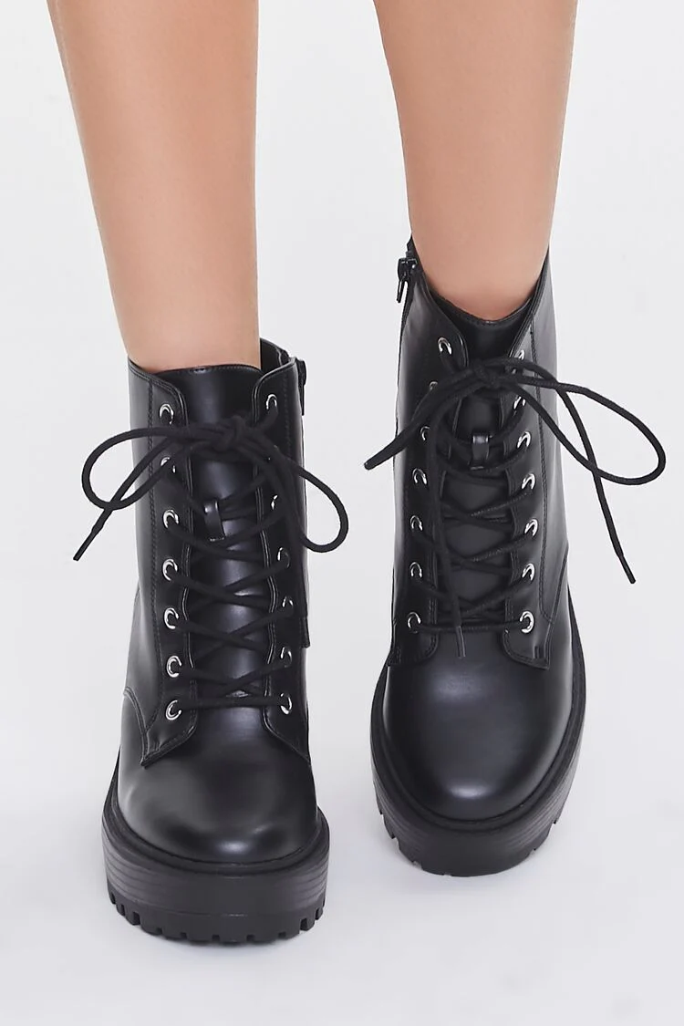 Faux Leather Block Heel Booties - Image 4