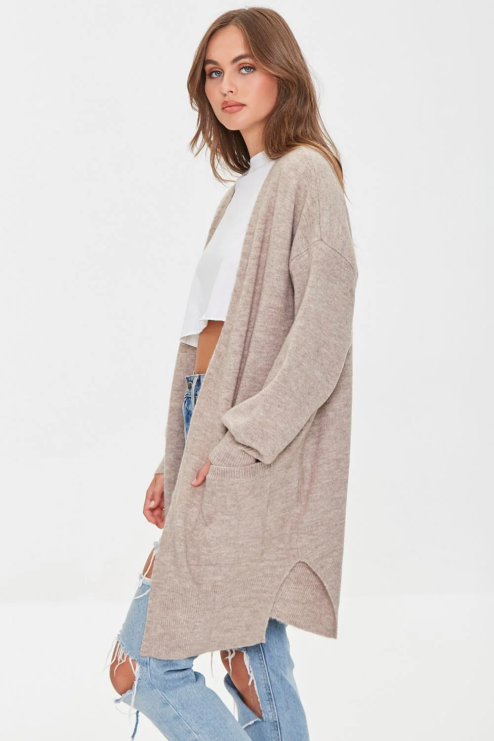 Marled Open-Front Cardigan Sweater - Image 2