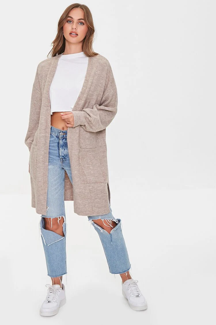 Marled Open-Front Cardigan Sweater - Image 4