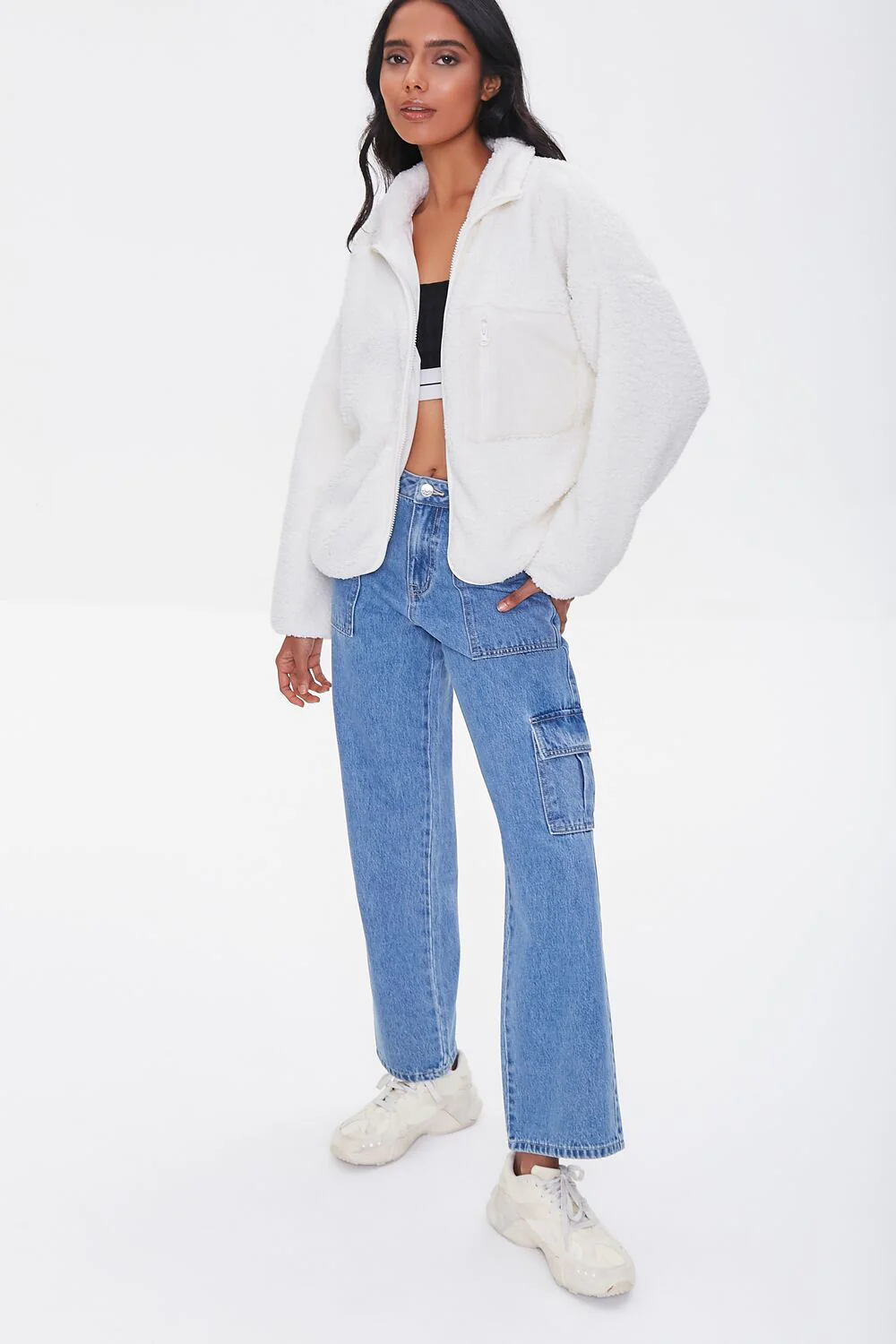 Faux Shearling Zip-Up Jacket - Image 4