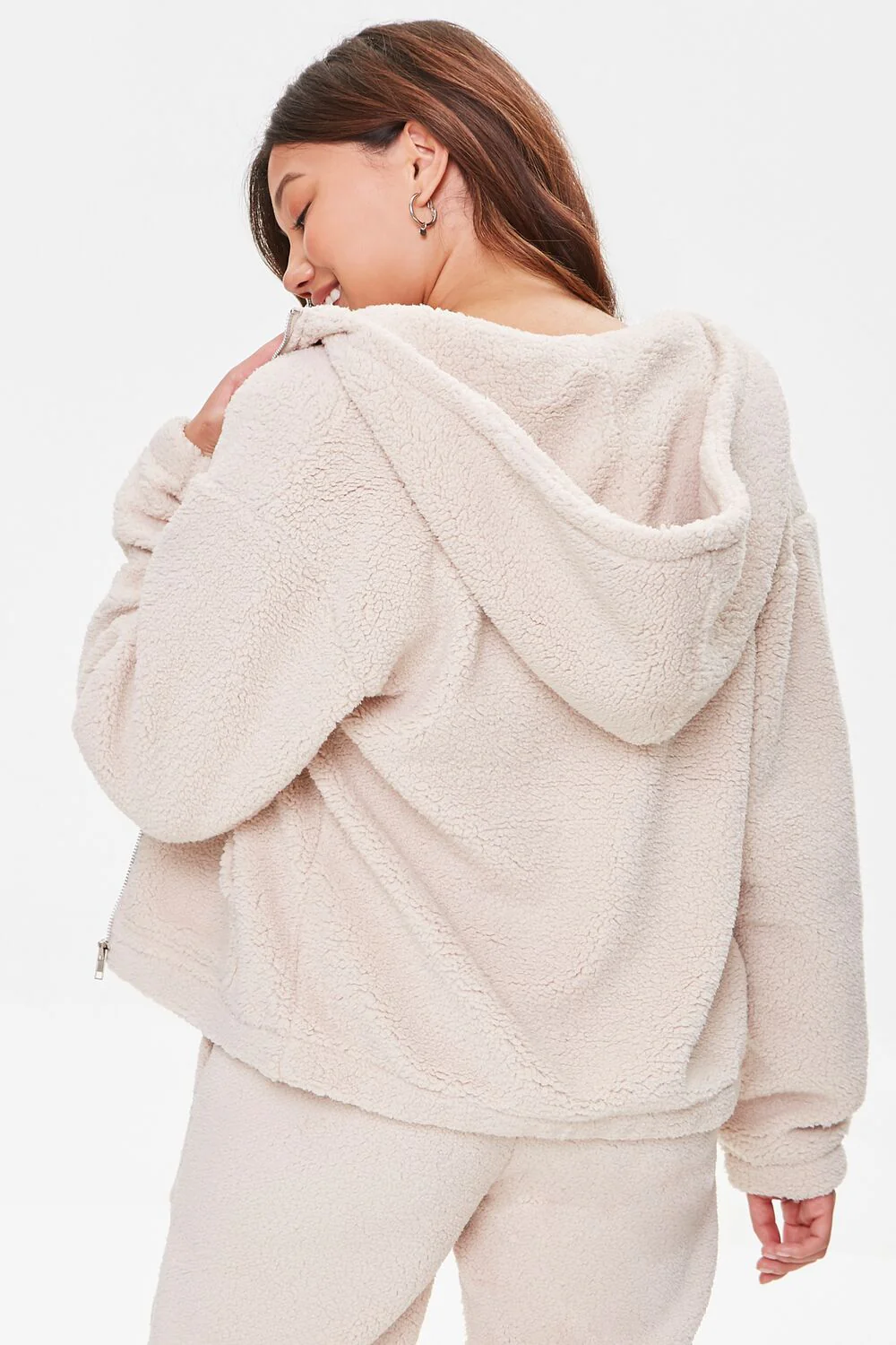 Hooded Faux Shearling Jacket - Image 4