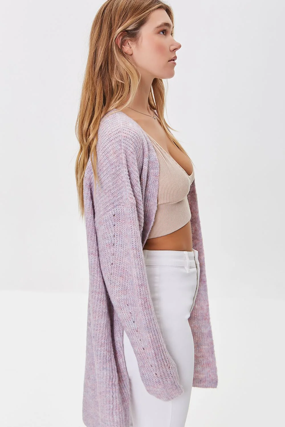 Marled Open-Front Cardigan Sweater - Image 2