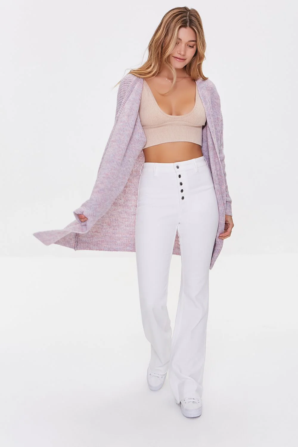 Marled Open-Front Cardigan Sweater - Image 4