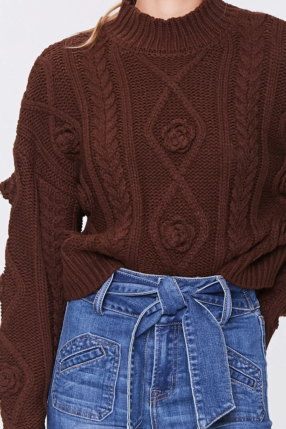 Cable Knit Mock Neck Sweater - Image 5