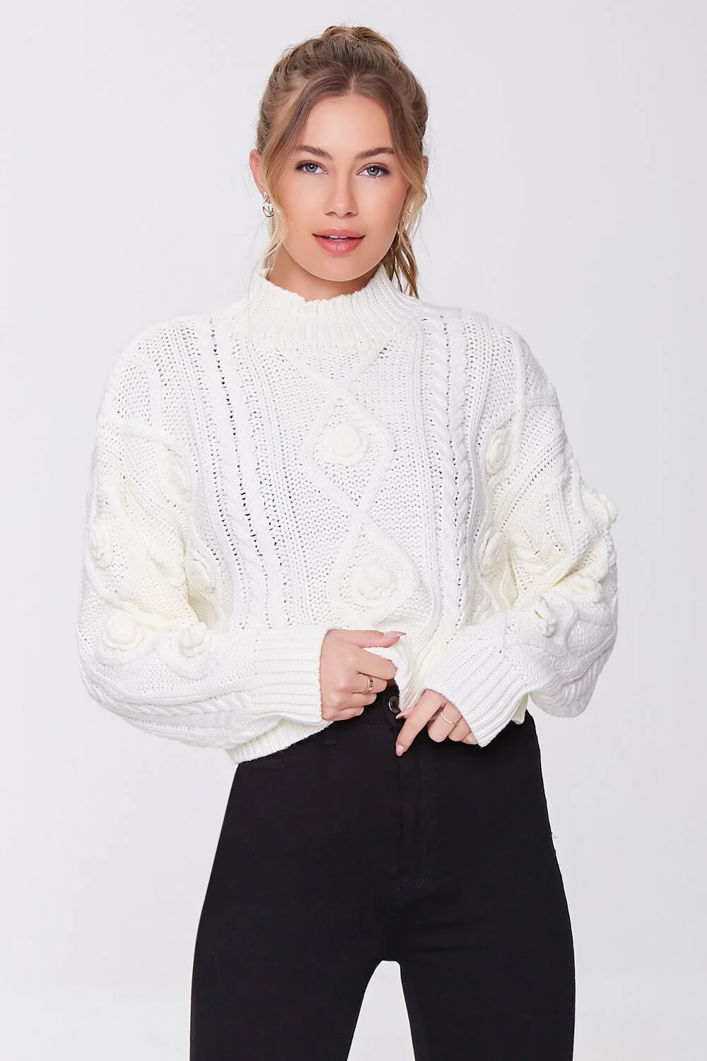 Cable Knit Mock Neck Sweater - Image 6