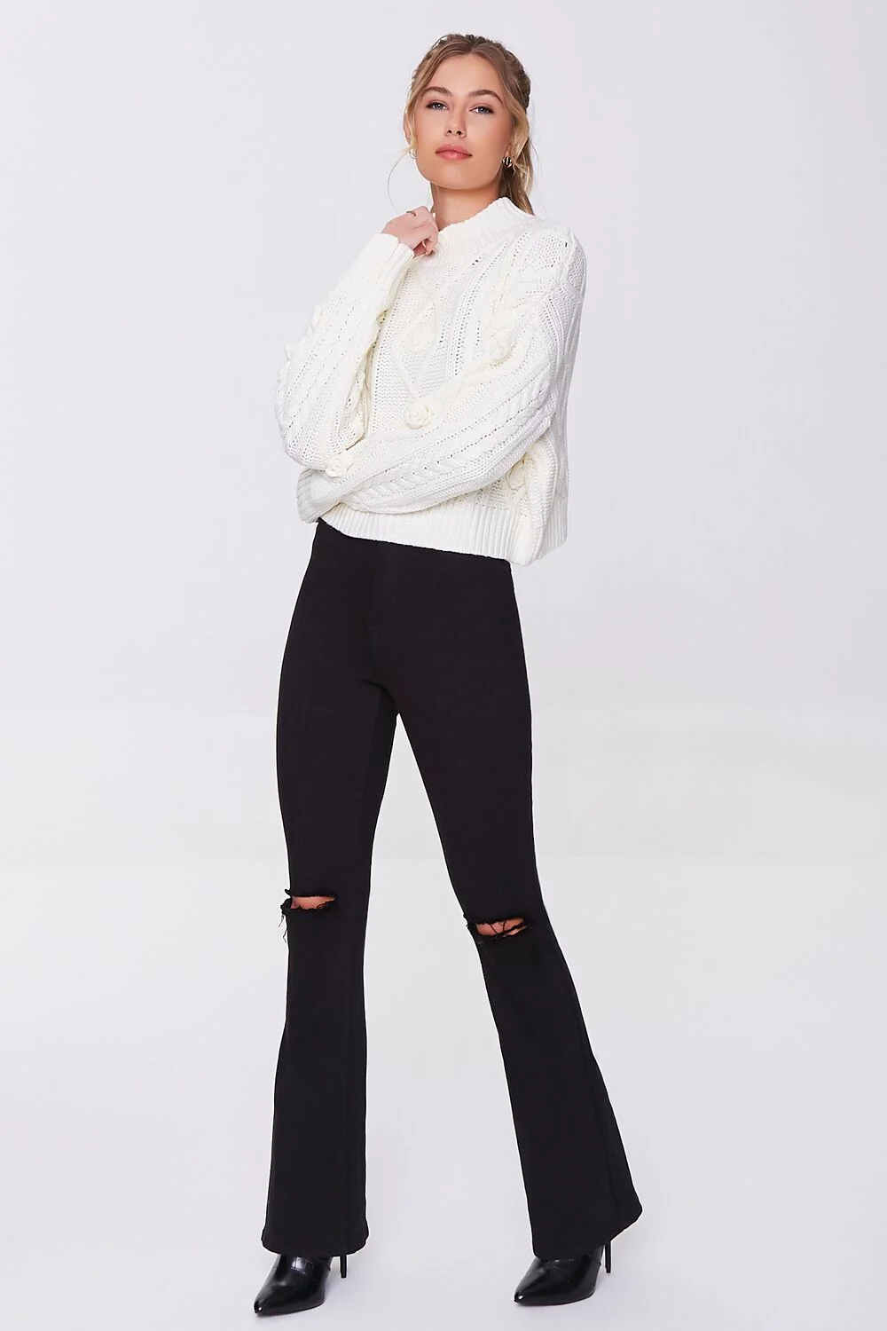 Cable Knit Mock Neck Sweater - Image 8