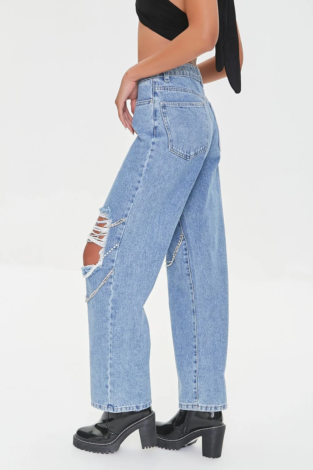Distressed Chain Straight-Leg Jeans - Image 3