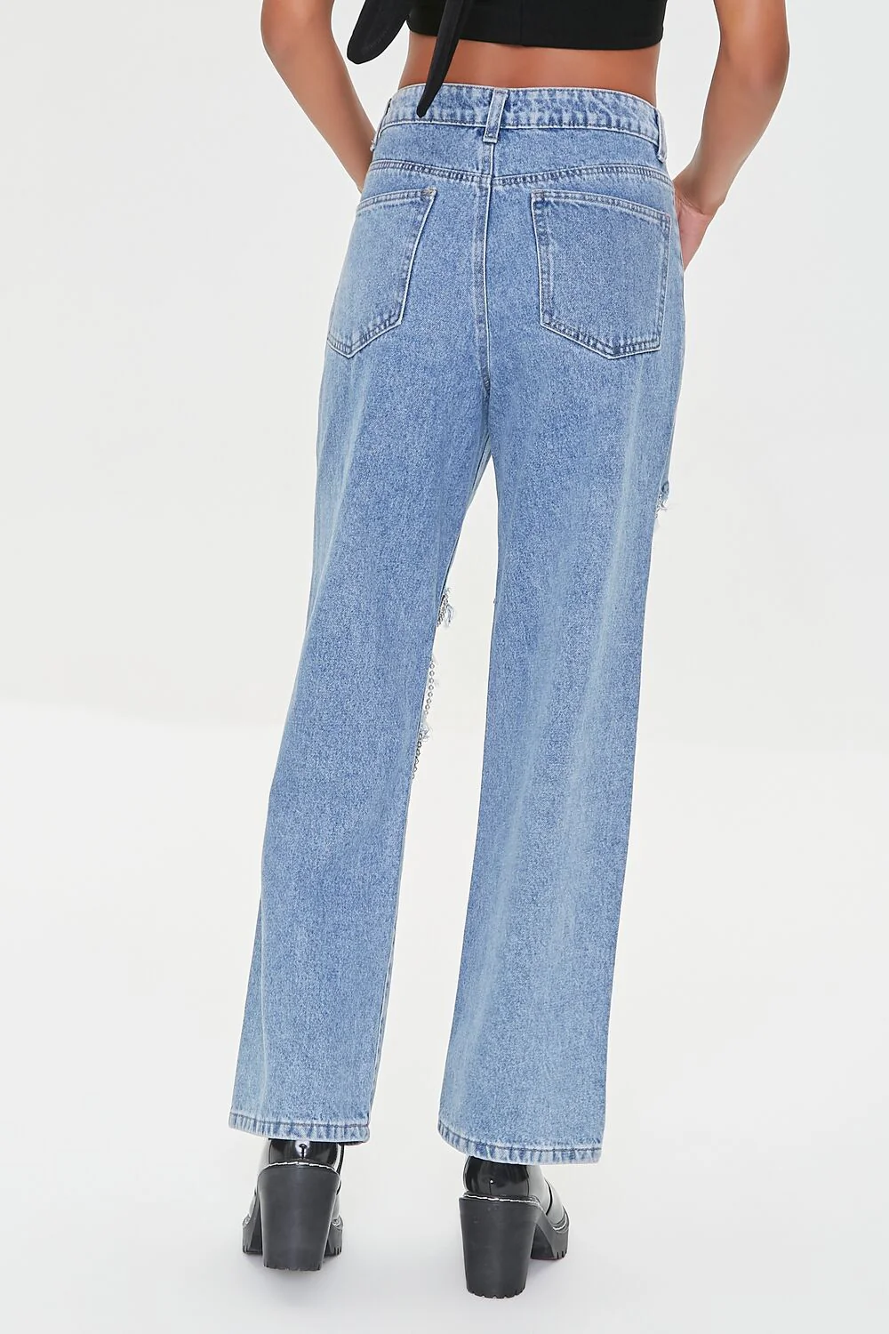 Distressed Chain Straight-Leg Jeans - Image 4