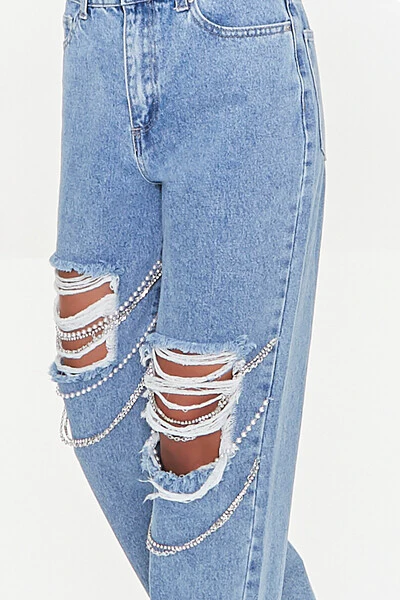 Distressed Chain Straight-Leg Jeans - Image 5