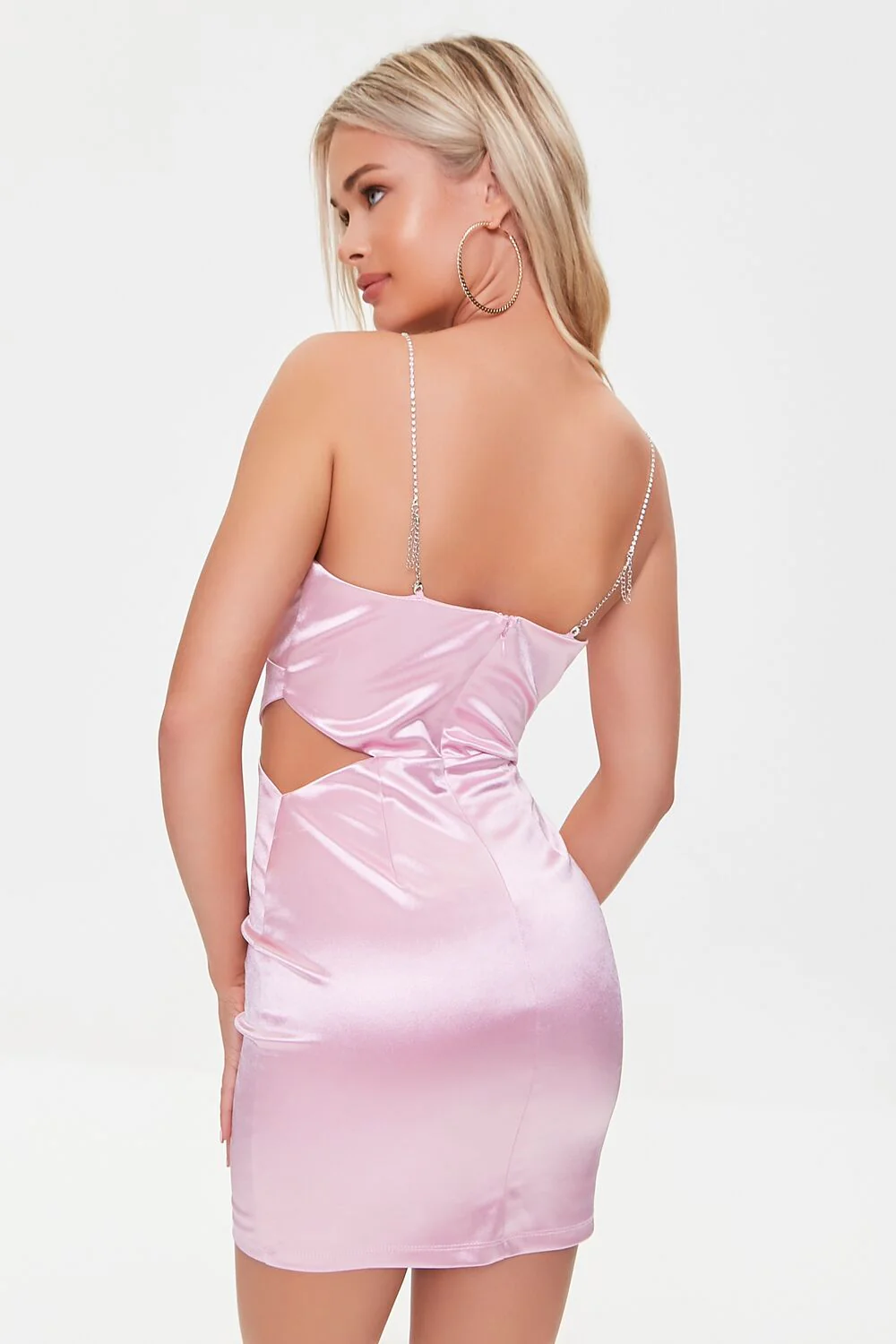 Satin Rhinestone Cami Mini Dress - Image 9