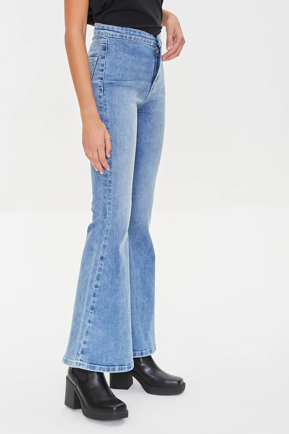 Recycled Cotton Faded Flare Jeans - Image 3
