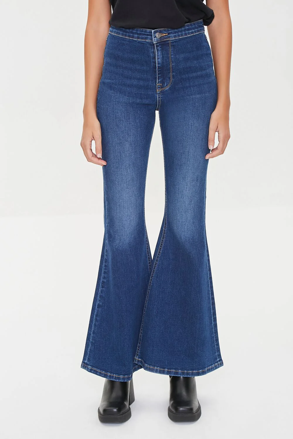 Recycled Cotton Faded Flare Jeans - Image 6