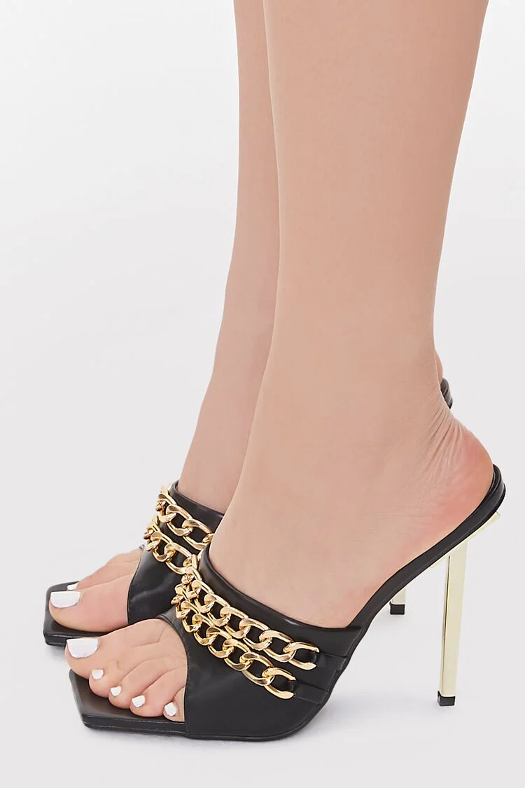 Chain Open-Toe Stiletto Heels - Image 2