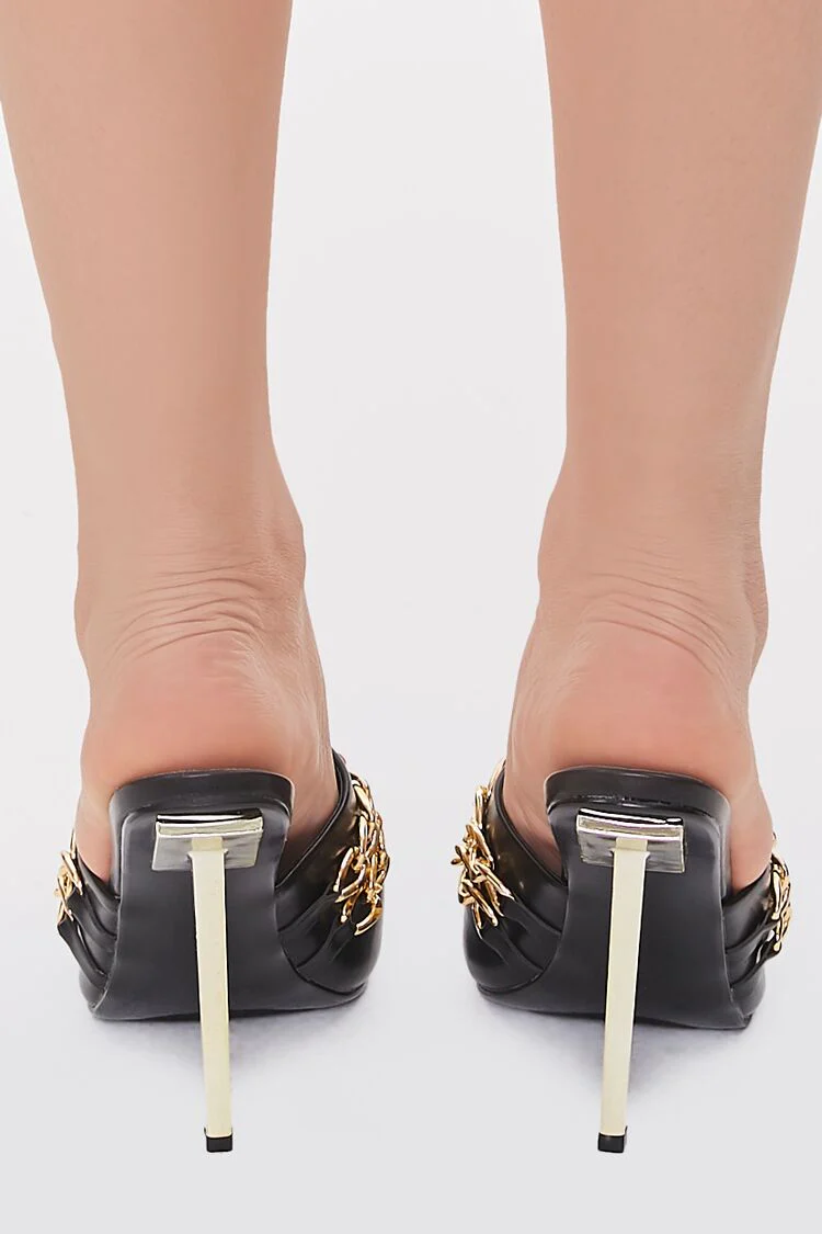 Chain Open-Toe Stiletto Heels - Image 3