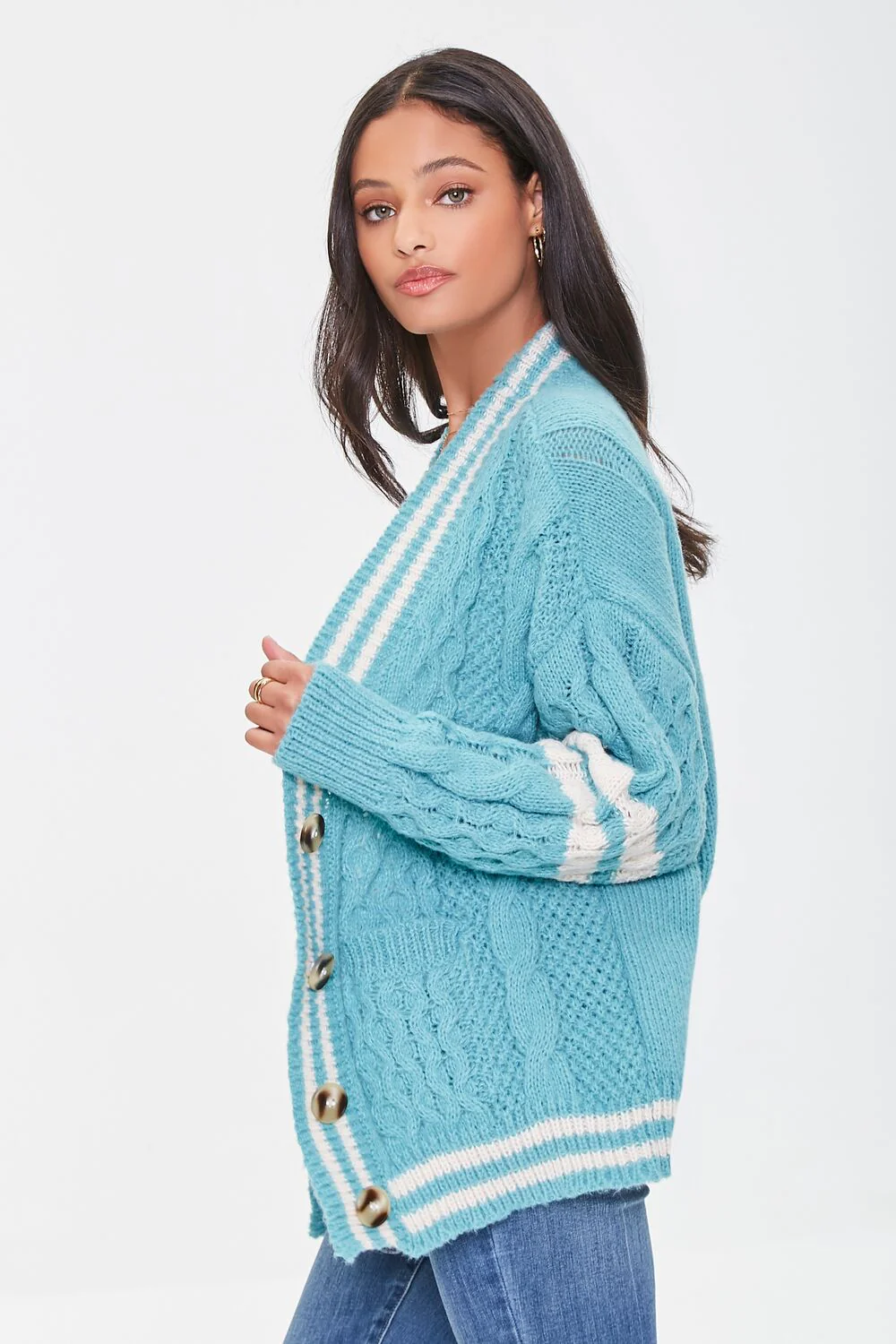 Varsity-Striped Cardigan Sweater - Image 2