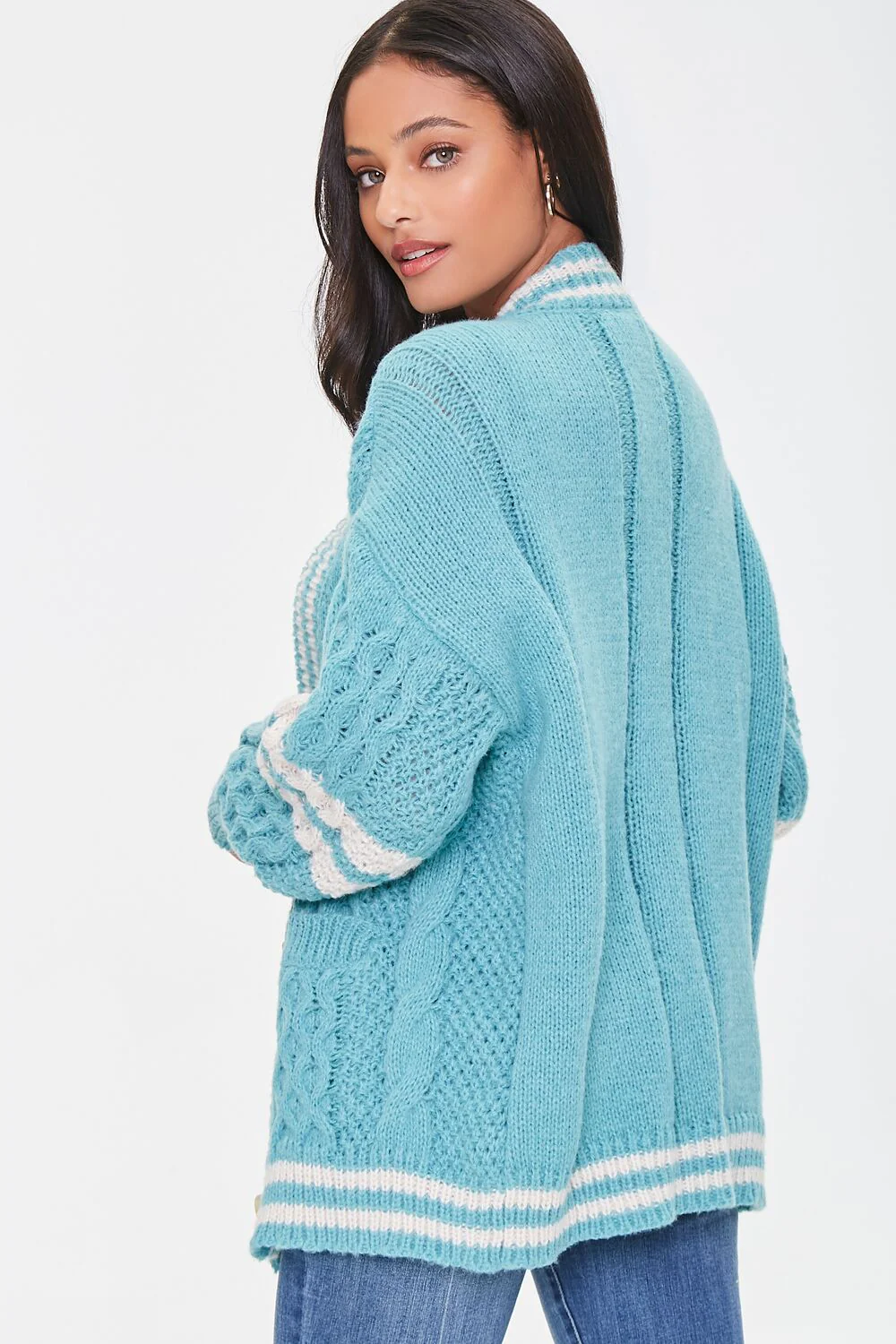 Varsity-Striped Cardigan Sweater - Image 3
