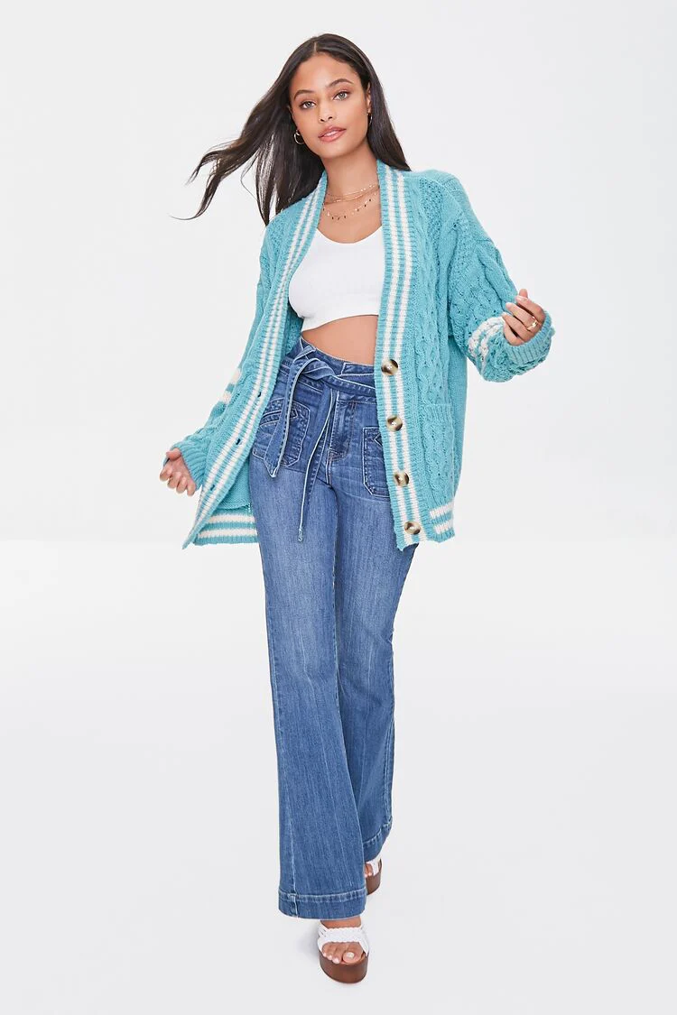 Varsity-Striped Cardigan Sweater - Image 4